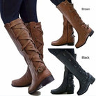 Buckle knee-high riding boots for women