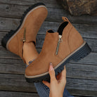 Side zip platform ankle boots for women