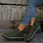 Side zip platform ankle boots for women