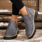 Side zip platform ankle boots for women