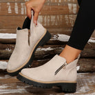 Side zip platform ankle boots for women