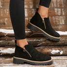 Side zip platform ankle boots for women
