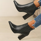 Pointed toe ankle boots with square heel for women