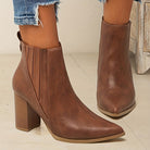 Pointed toe ankle boots with square heel for women