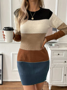 Colourblock bodycon sweater dress for women