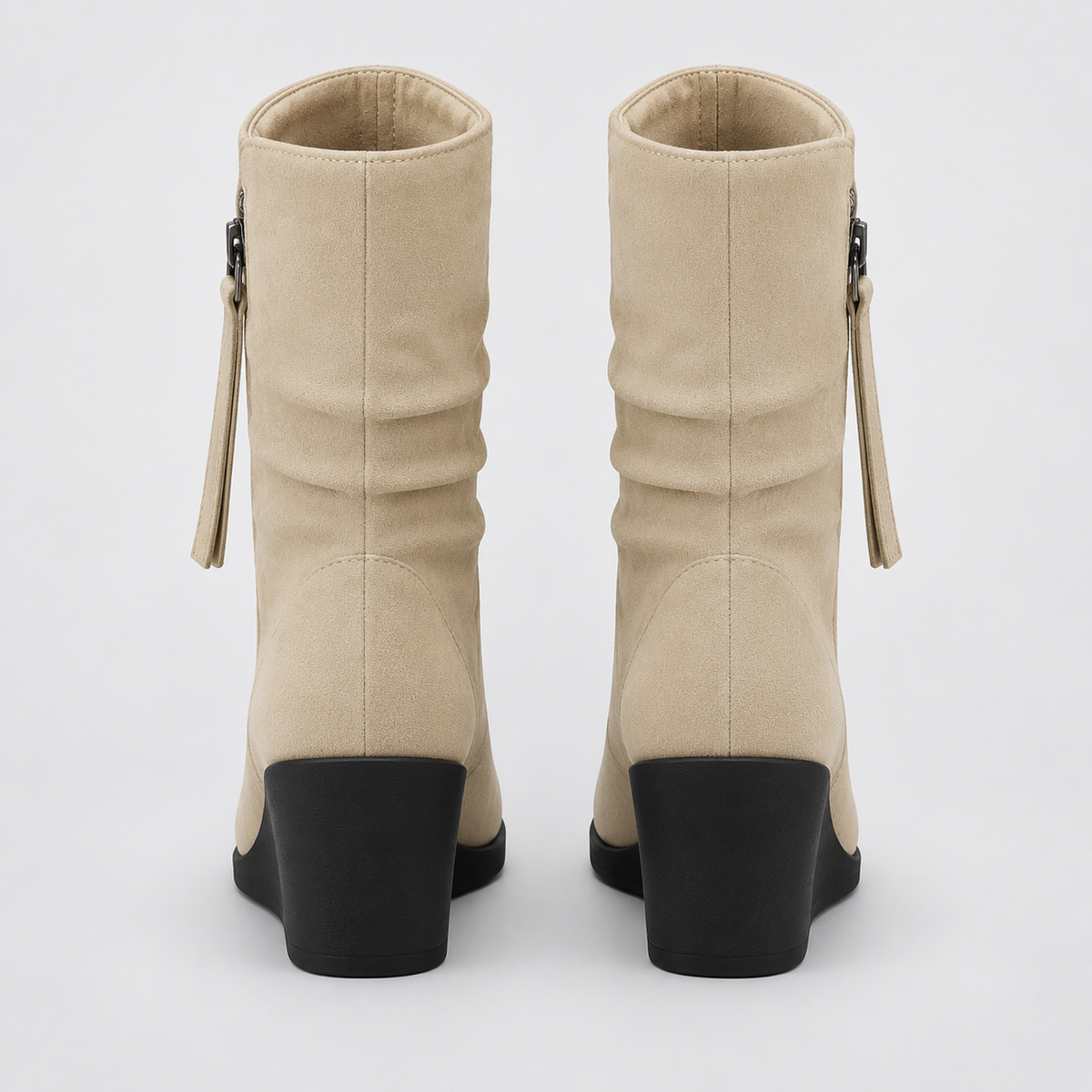 Suede-look Chelsea platform wedge boots for women