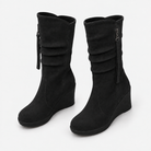 Suede-look Chelsea platform wedge boots for women