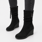 Suede-look Chelsea platform wedge boots for women