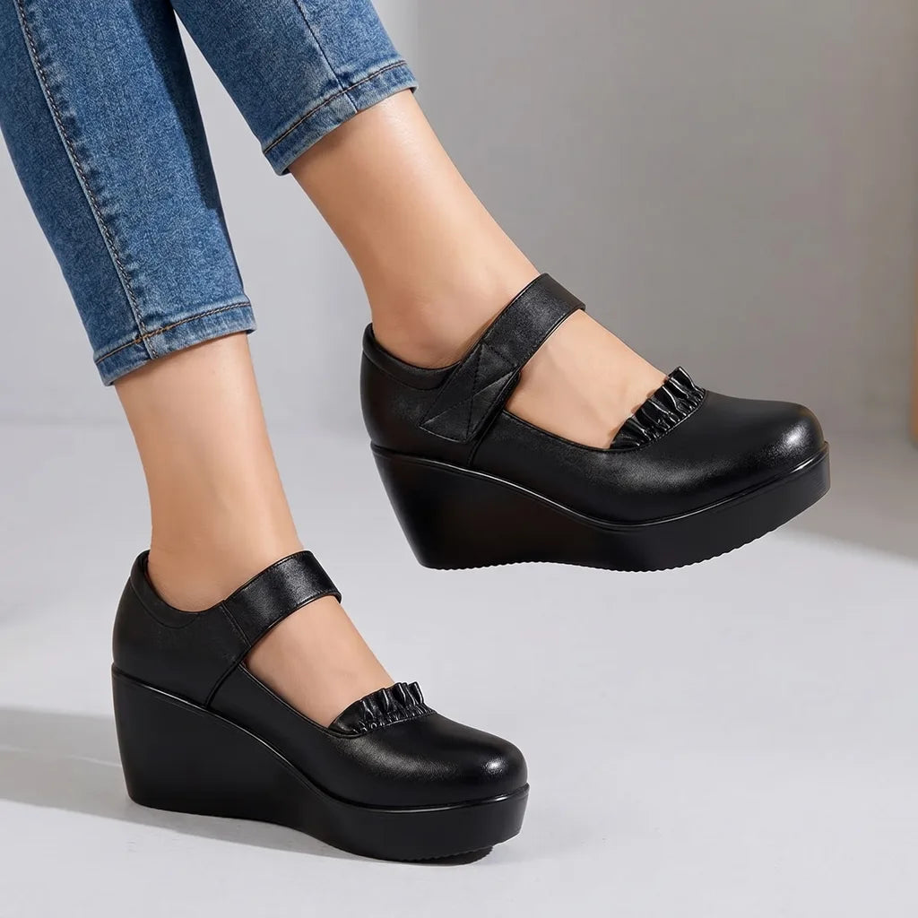 wedge heel pumps black for women