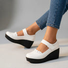 wedge heel pumps white for women