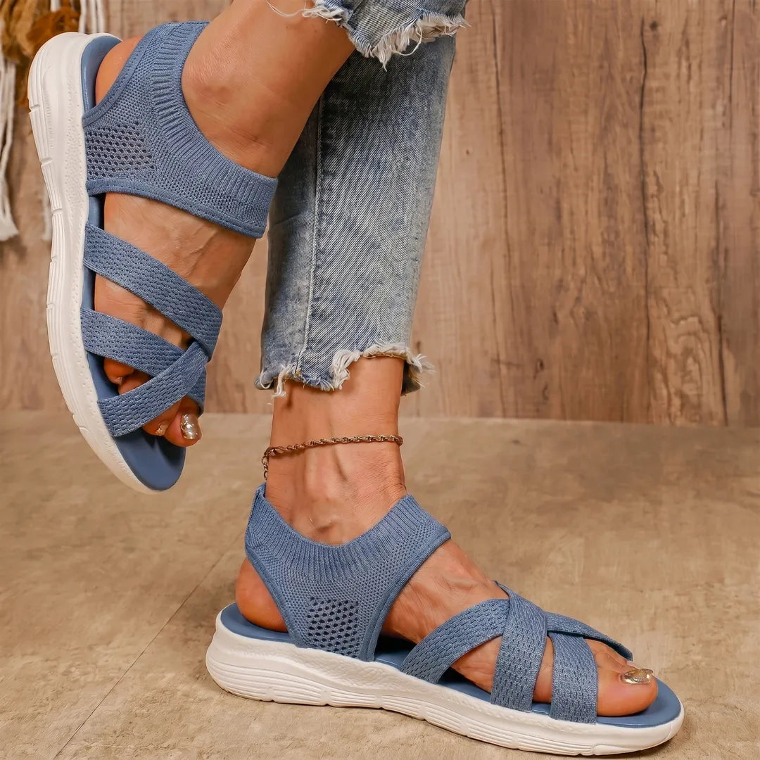 Sandalias Mujer Punta Ancha Slip On sin Cordones Suela Flexible Livianas Caminar Casual Seis Colores