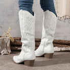 Embroidered knee-high cowboy boots for women