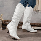 Embroidered knee-high cowboy boots for women
