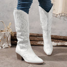 Embroidered knee-high cowboy boots for women