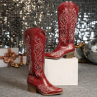 Embroidered knee-high cowboy boots for women