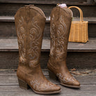 Embroidered knee-high cowboy boots for women