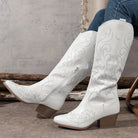 Embroidered knee-high cowboy boots for women