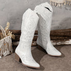 Embroidered knee-high cowboy boots for women