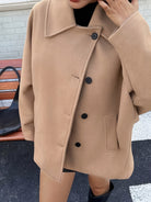 Batwing sleeve pea coat for women