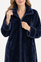 Zip-up fleece robe for women
