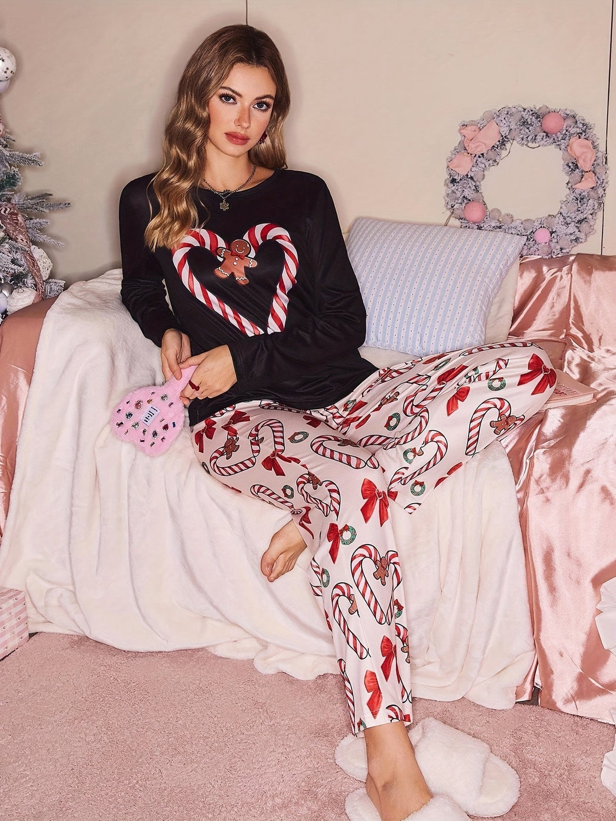 Christmas pajama set in multicolor for women