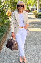 Double-breasted blazer in beige for women