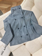 Welt pocket cropped pea coat for women