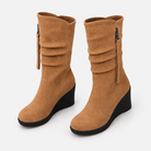 Suede-look Chelsea platform wedge boots for women