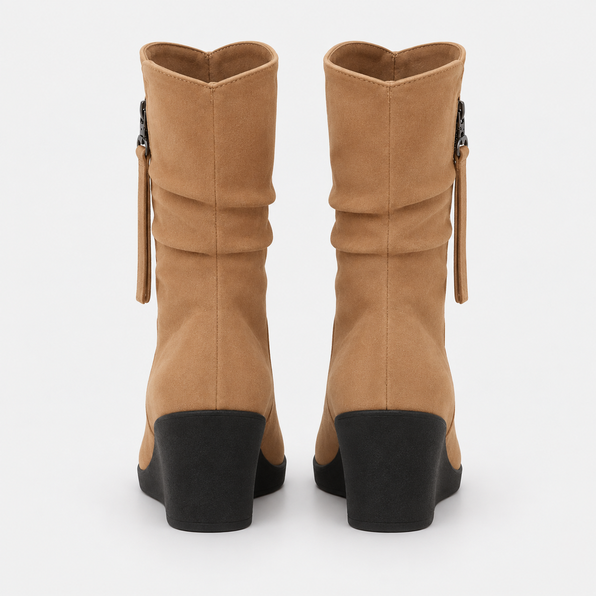 Suede-look Chelsea platform wedge boots for women