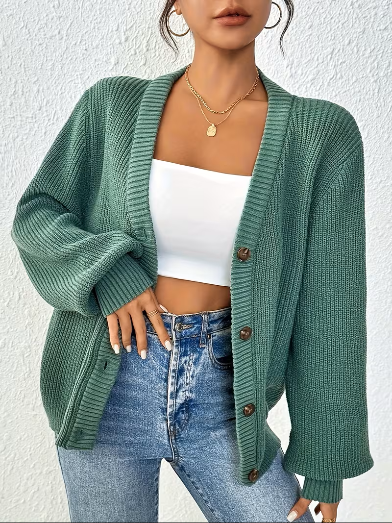 Oversized open-front cardigan for women