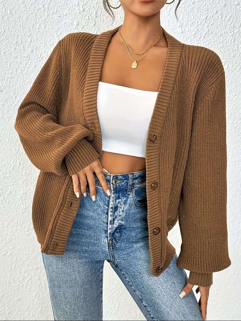 Oversized open-front cardigan for women