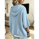 Oversized button hooded knit sweater for women