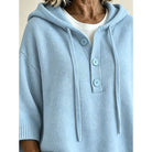Oversized button hooded knit sweater for women