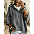 Oversized button hooded knit sweater for women