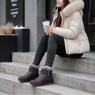 Waterproof fur-cuff side-zip ankle boots for women