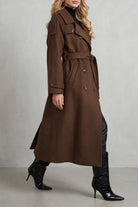 Epaulette double-breasted trench belted coat for women