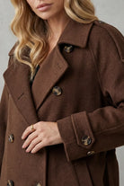 Epaulette double-breasted trench belted coat for women