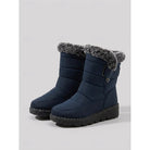 Waterproof fur collar buckle snow boots for women