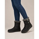 Waterproof fur collar buckle snow boots for women