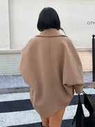 Batwing sleeve pea coat for women