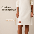 Cowl neck ribbed sweater dress for women