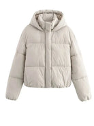 Hooded relaxed cropped puffer jacket for women