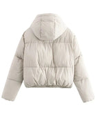 Hooded relaxed cropped puffer jacket for women