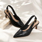 Croc-effect slingback kitten heels for women