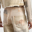 Collage print wide leg jeans for women
