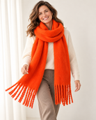 Brushed chunky fringe scarf for women