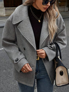 Notched lapel pea coat for women