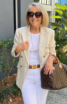 Double-breasted blazer in beige for women