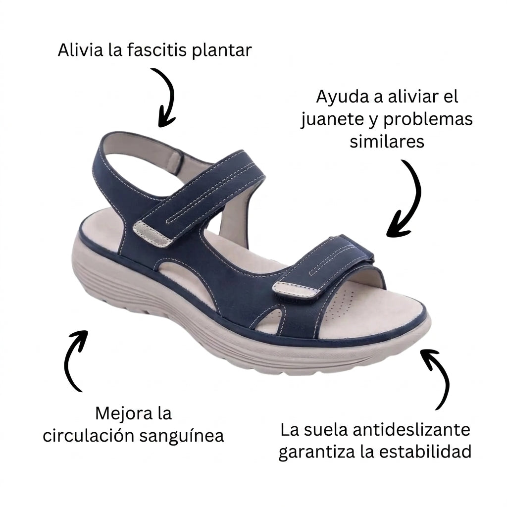 Sandalias Mujer Cierre Velcro Ajustable Punta Ancha Suela Antideslizante Livianas Caminar Cinco Colores