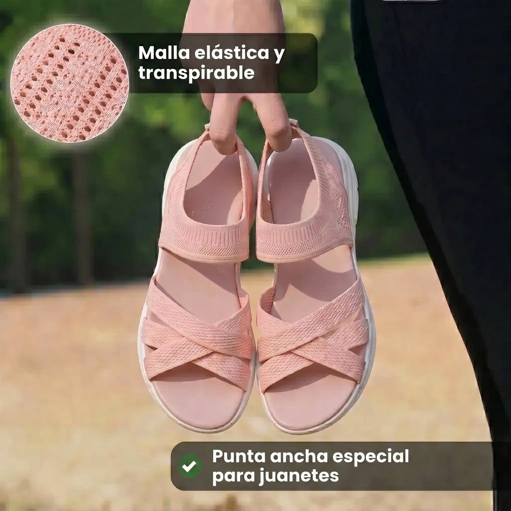 Sandalias Mujer Punta Ancha Slip On sin Cordones Suela Flexible Livianas Caminar Casual Seis Colores